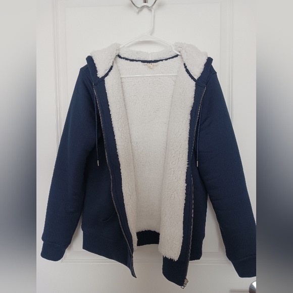 Style & Co - Sherpa Lined Zip-Up Hoodie in Navy Blue - Picture 2 of 5